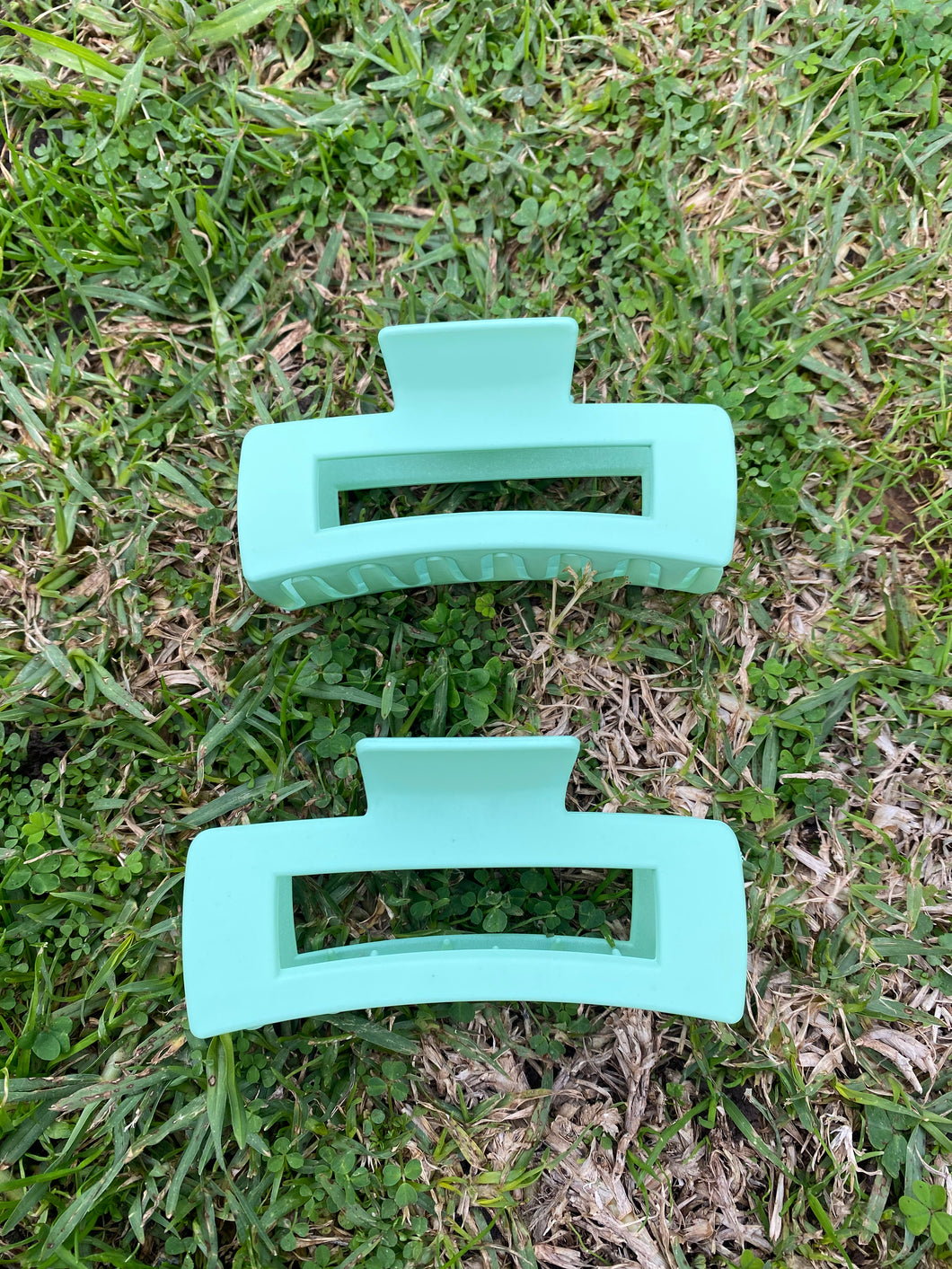 Rectangle Matte Pastel Green Claw Clip