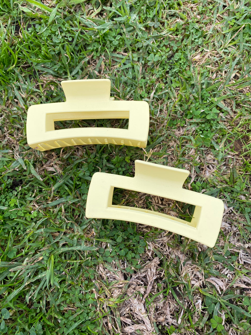 Rectangle Matte Pastel Yellow Claw Clip